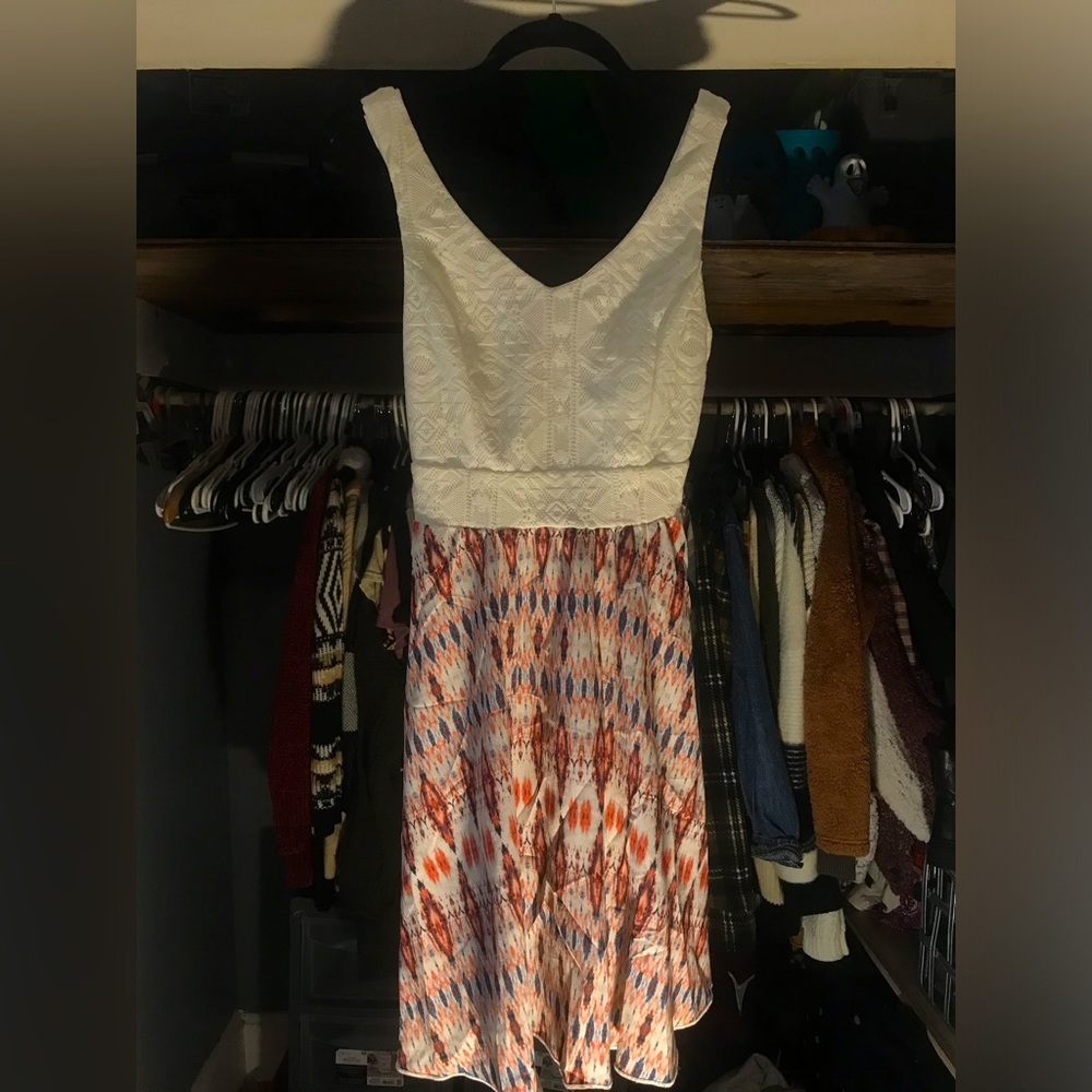 MAURICES FLOWY WHITE PRINTED TANK TOP DRESS ! SIZE SMALL